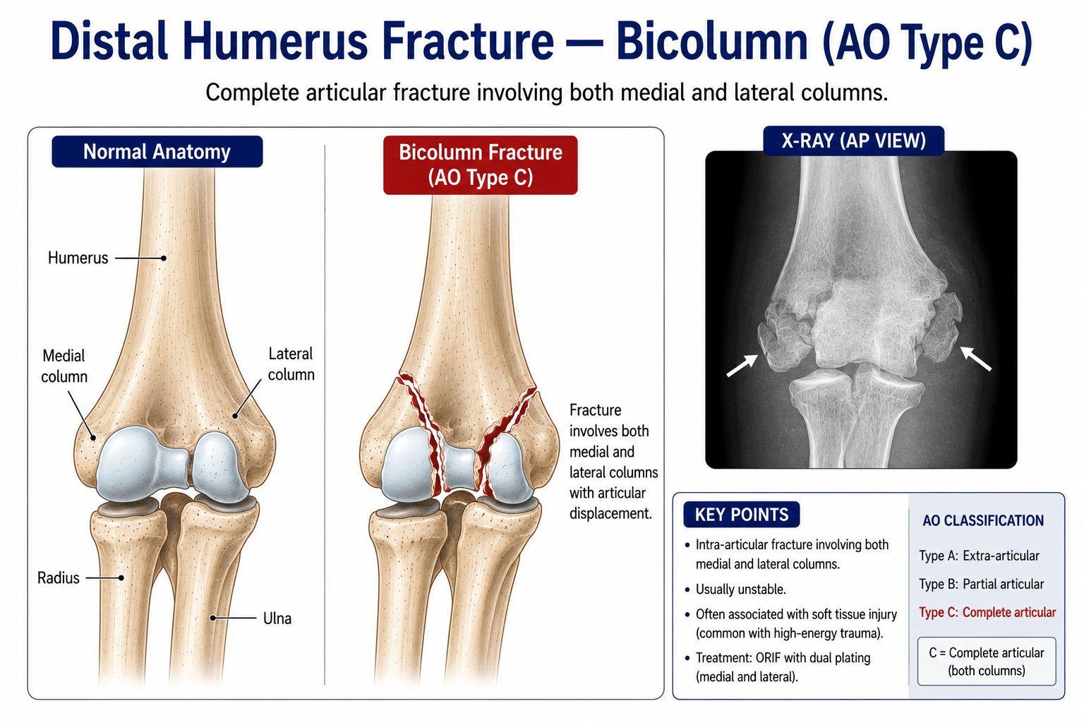 Distal Humerus Fracture — Bicolumn (AO Type C)